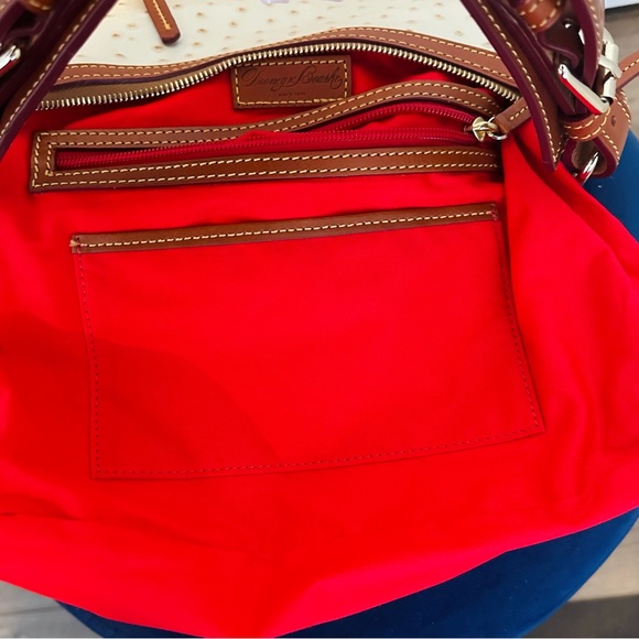 Dooney & Bourke Ostrich Leather Hobo Bag (Brown & Cream) OT960PE - Picture 7 of 16